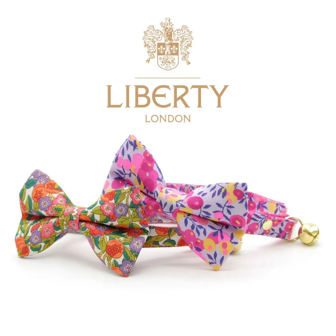 Pet Bow Tie - "Margeaux" - Liberty Of London® Neon Pink & Purple Floral Cat Bow / For Cats   Small Dogs (One Size)