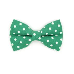 Pet Bow Tie - "Polka Dot - Green" - Glow In the Dark Green Cat Bow Tie / Wedding, Birthday, St. Patrick's Day / For Cats   Small Dogs (One Size)