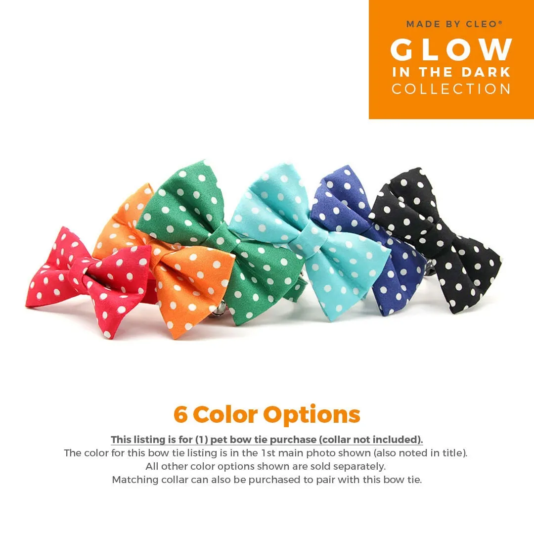 Pet Bow Tie - "Polka Dot - Orange" - Glow In the Dark Orange Cat Bow Tie / Wedding, Birthday, Fall, Halloween / For Cats   Small Dogs (One Size)