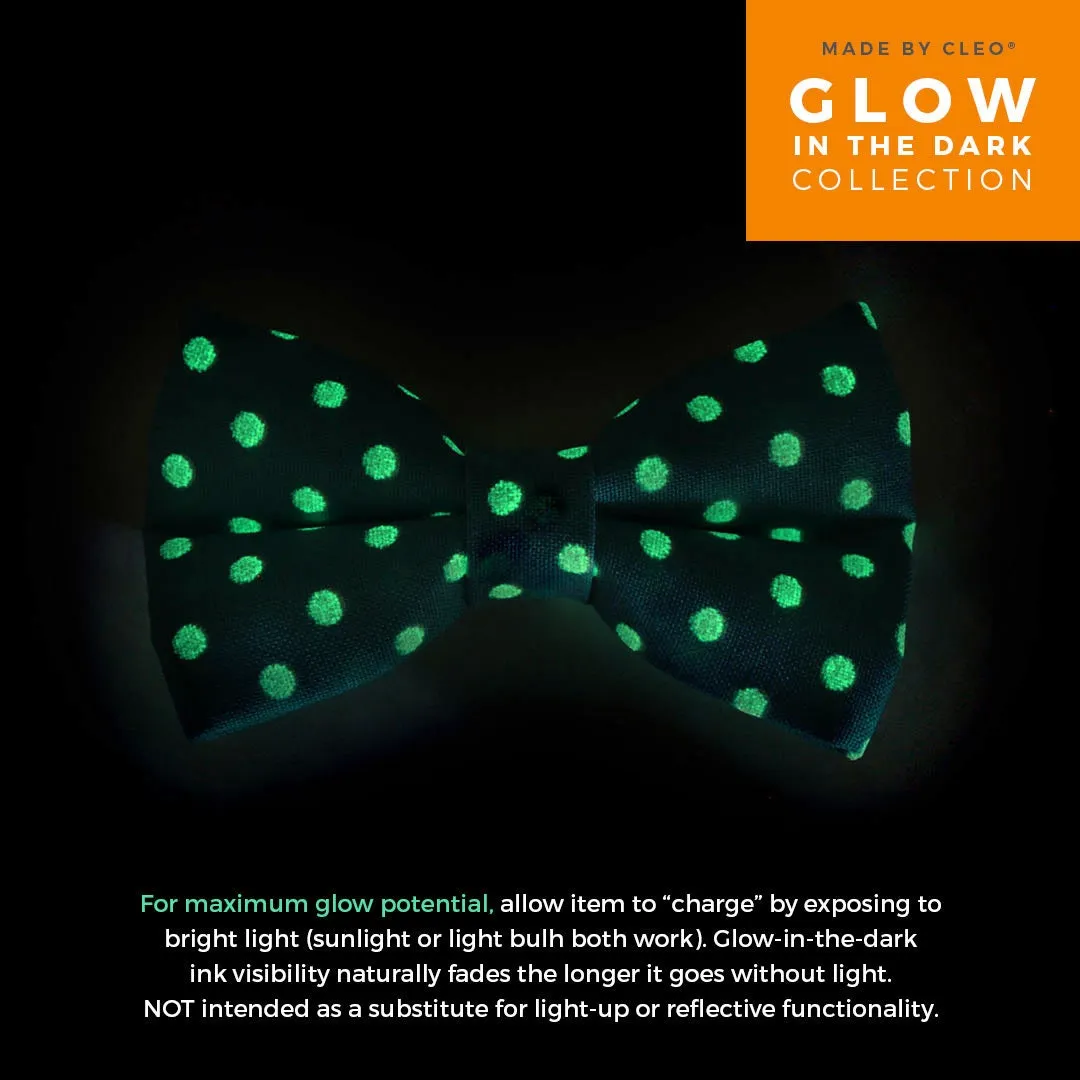Pet Bow Tie - "Polka Dot - Orange" - Glow In the Dark Orange Cat Bow Tie / Wedding, Birthday, Fall, Halloween / For Cats   Small Dogs (One Size)