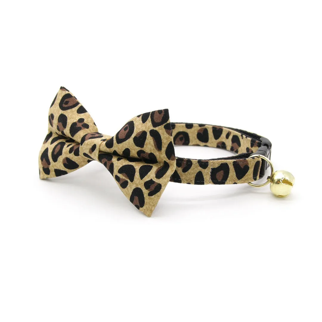Pet Bow Tie - "Safari" - Animal Print Cat Bow Tie / Leopard, Cheetah, Exotic Cat, African, Tarzan / For Cats   Small Dogs (One Size)