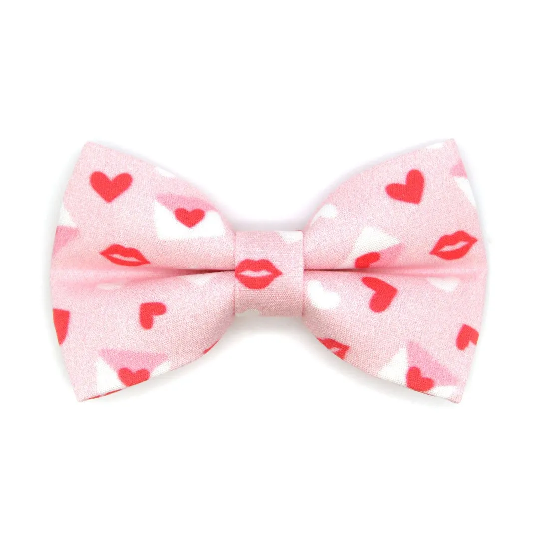 Pet Bow Tie - "Sealed With A Kiss" - Pink Love Letter Cat Bow Tie / Valentine's Day, Heart Mail / For Cats   Small Dogs (One Size)
