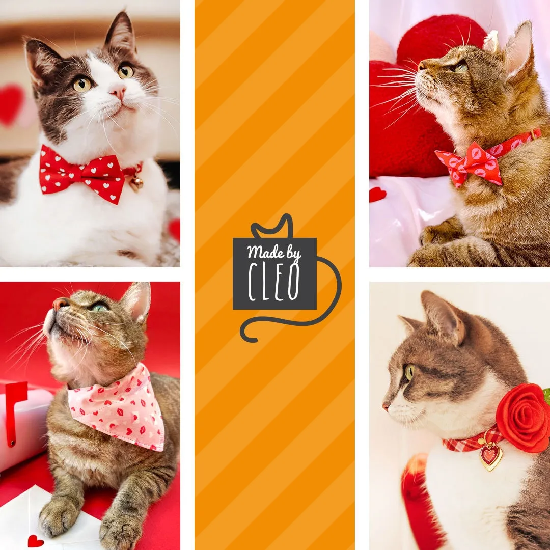 Pet Bow Tie - "Sealed With A Kiss" - Pink Love Letter Cat Bow Tie / Valentine's Day, Heart Mail / For Cats   Small Dogs (One Size)