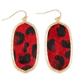 Red Leopard Print Drop Earrings