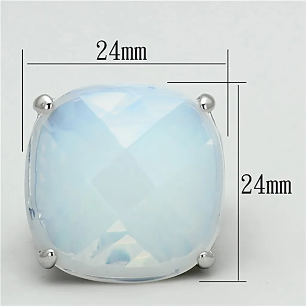 Rhodium Brass Ring with Synthetic Synthetic Glass in Aurora Borealis (Rainbow Effect) for Women Style LOA910
