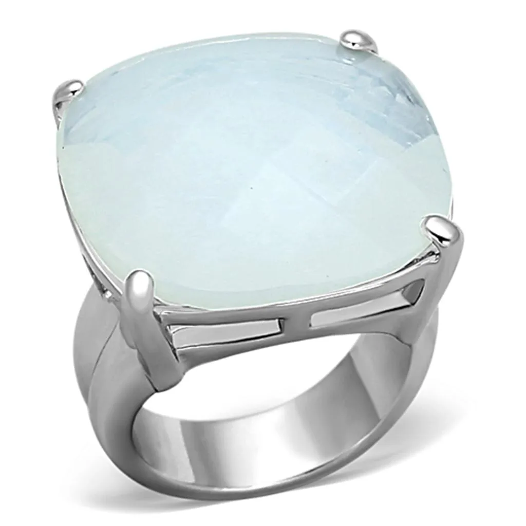 Rhodium Brass Ring with Synthetic Synthetic Glass in Aurora Borealis (Rainbow Effect) for Women Style LOA910