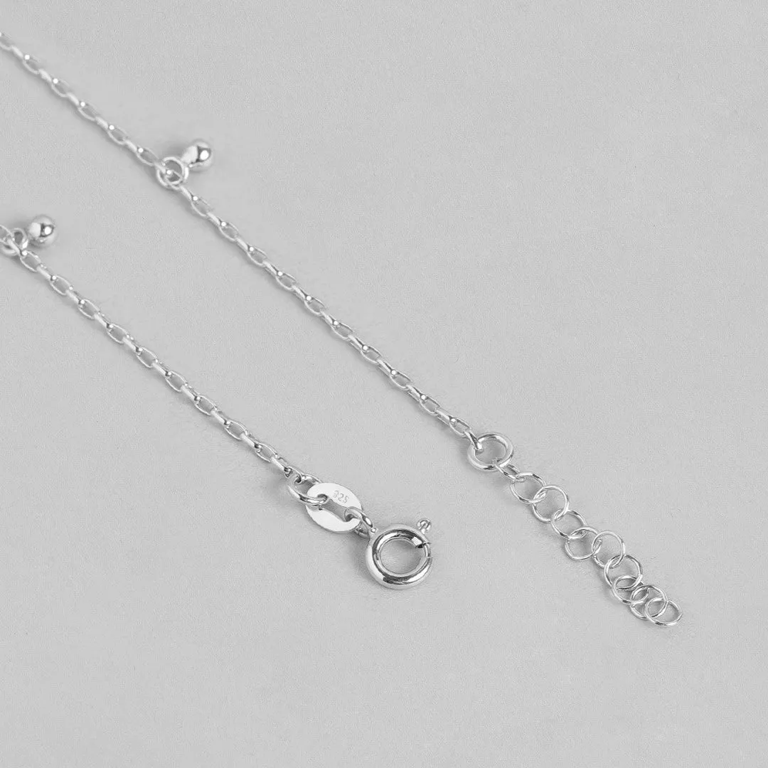 Rhodium Plated Compass 925 Silver Anklet