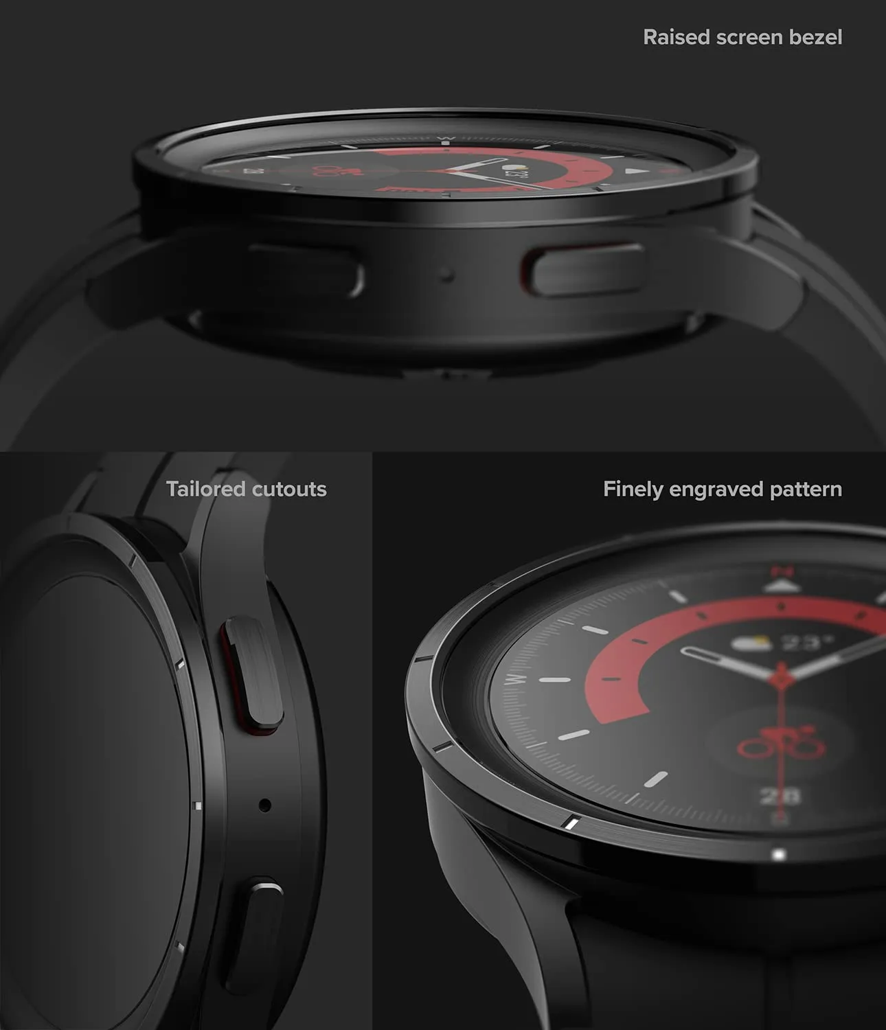 Ringke bezel styling compatible with Samsung Galaxy Watch 5 pro 45mm - 33 (ST) Black