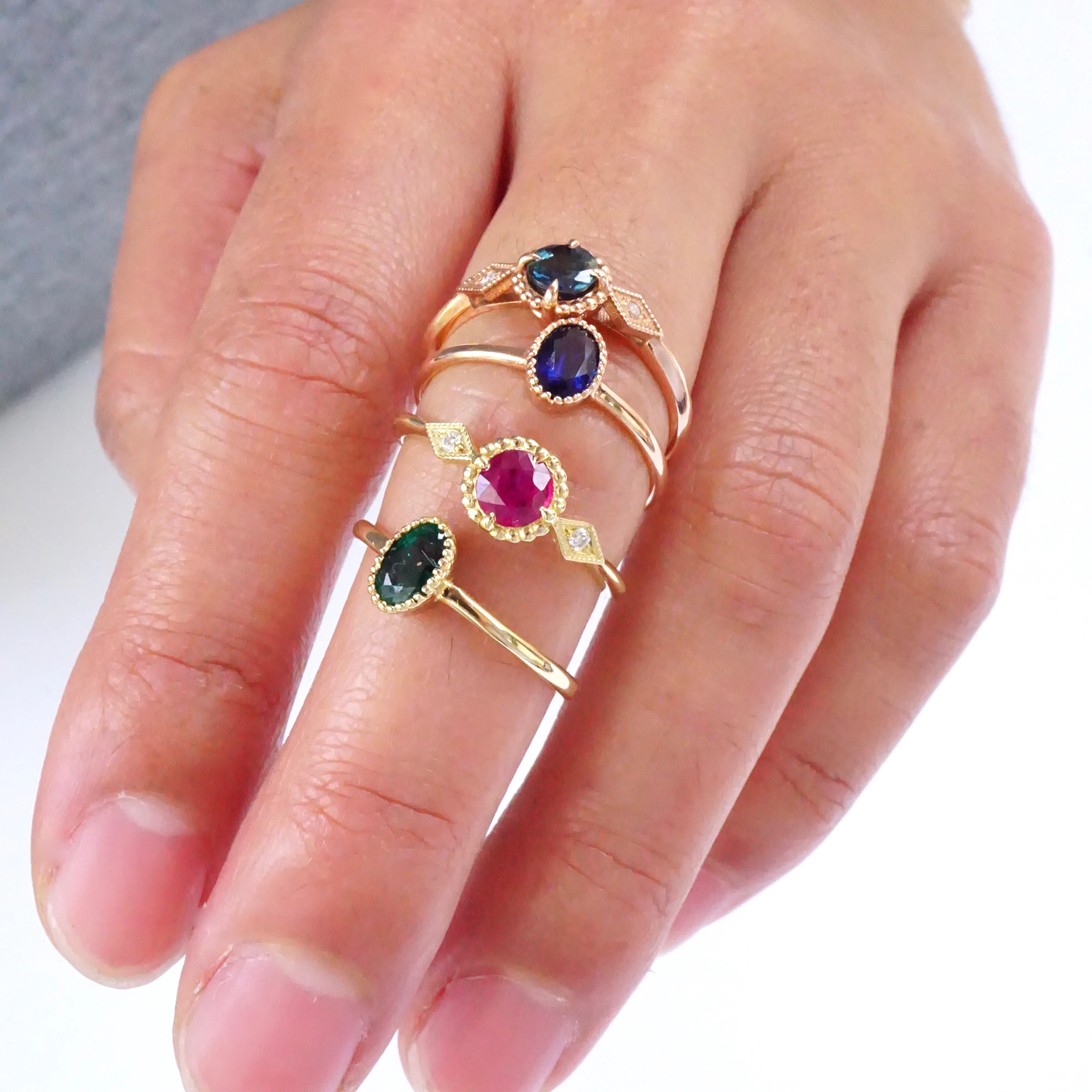 Ruby Diamond Compass Ring - Ruby 14k Gold Ring - July Birthstone Ring - Dainty Ruby Stone Ring