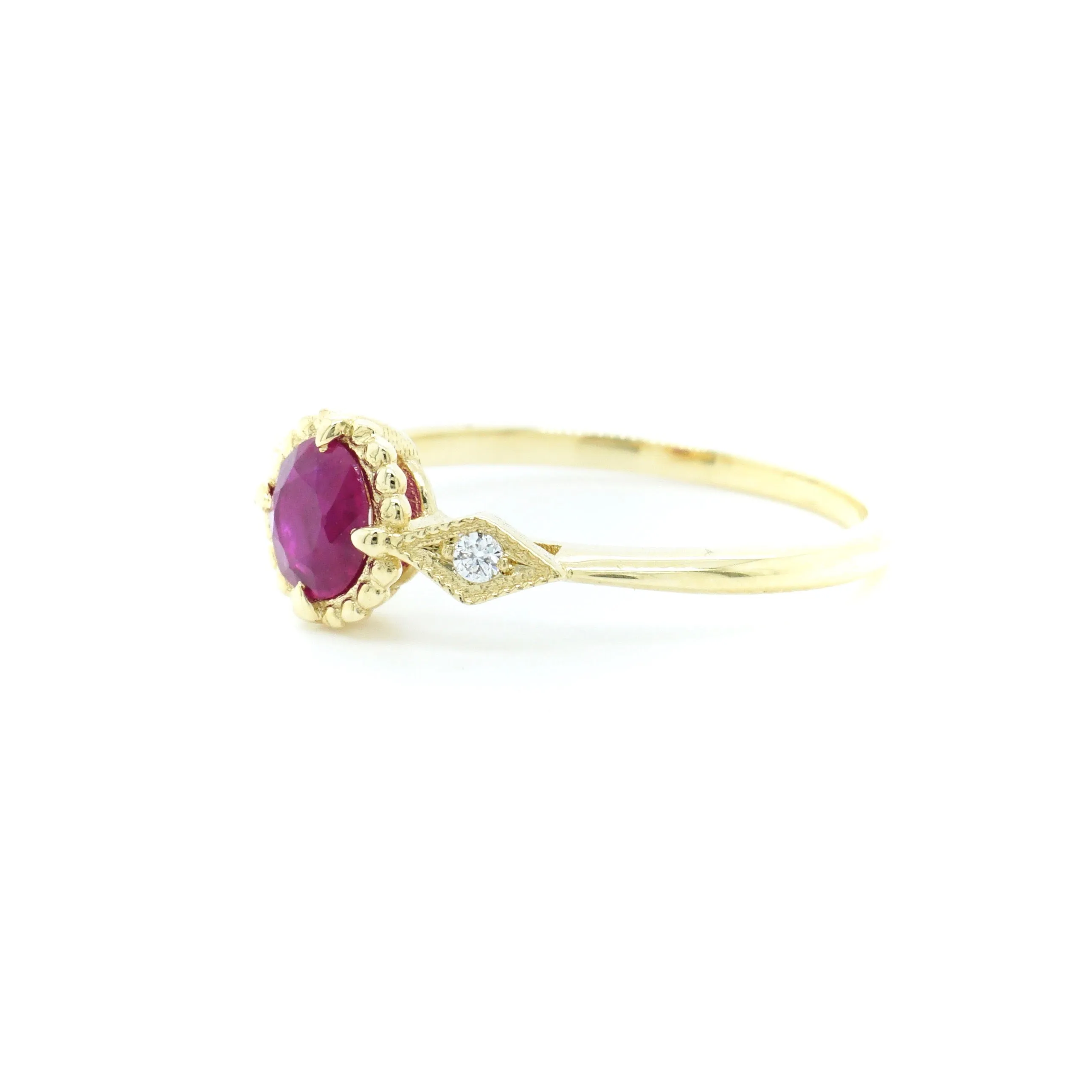 Ruby Diamond Compass Ring - Ruby 14k Gold Ring - July Birthstone Ring - Dainty Ruby Stone Ring