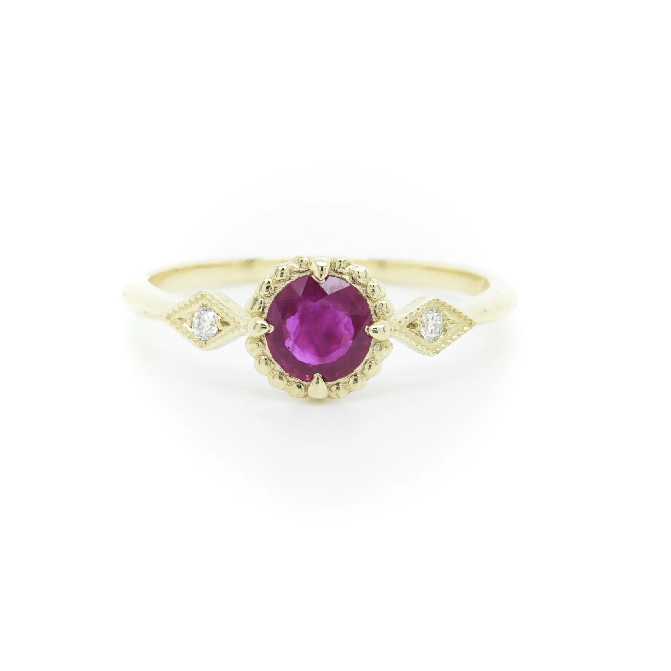 Ruby Diamond Compass Ring - Ruby 14k Gold Ring - July Birthstone Ring - Dainty Ruby Stone Ring