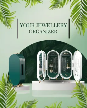 Screen Folding Jewellery Box Organizer With Mirror