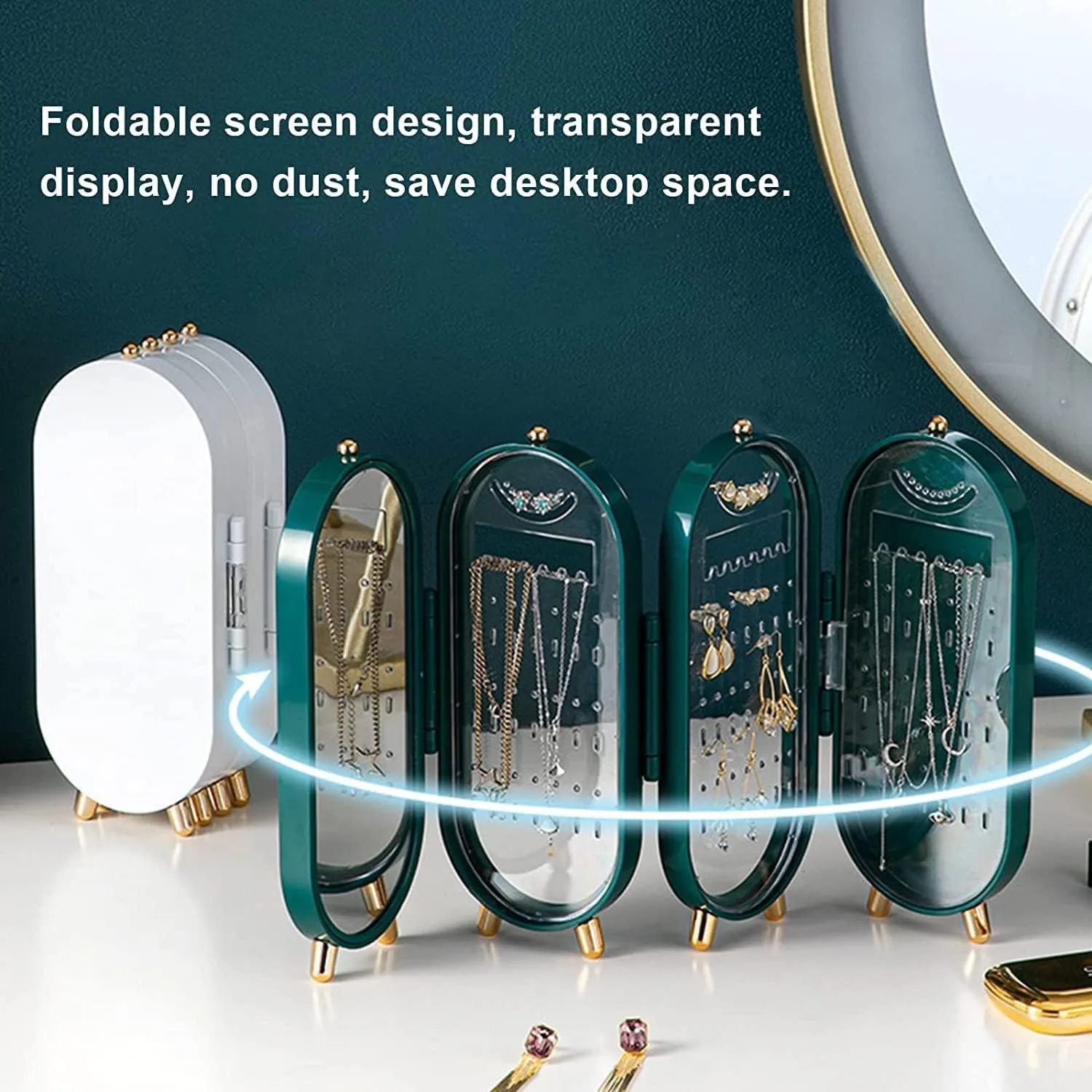 Screen Folding Jewellery Box Organizer With Mirror