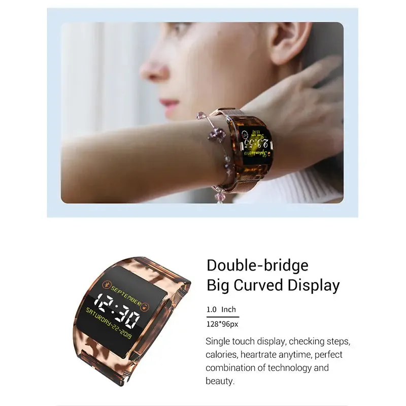 Smart Watch Health Monitor Arc Glass Bracelet -Smart Watch with Heart Rate Monitor and Bluetooth Calling