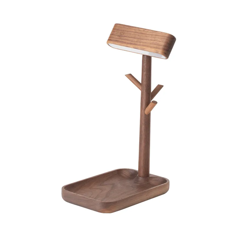 Solid Wood Detachable LED Small Table Lamp with Rack Organizer