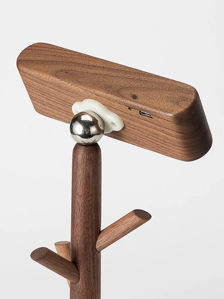 Solid Wood Detachable LED Small Table Lamp with Rack Organizer