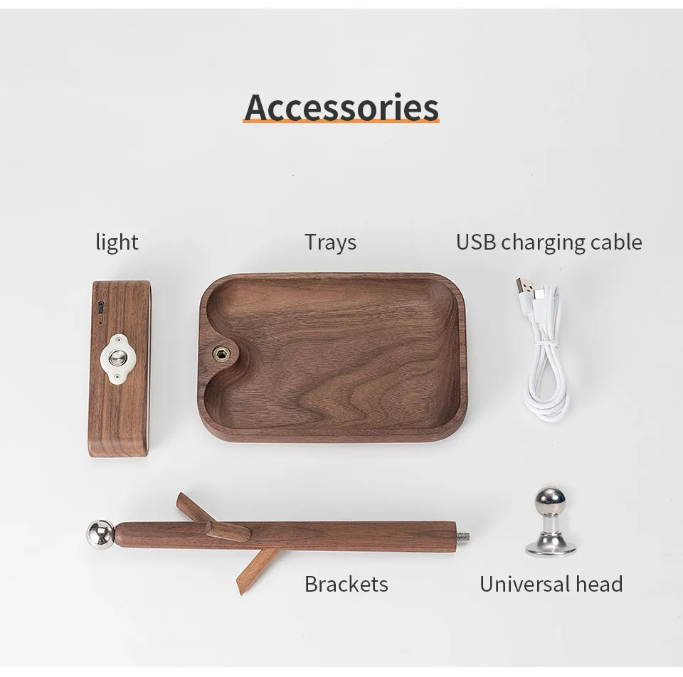 Solid Wood Detachable LED Small Table Lamp with Rack Organizer