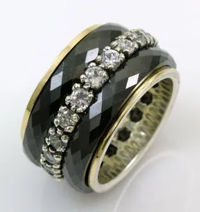 Spinner ring for women designer ceramic silver gold spin ring