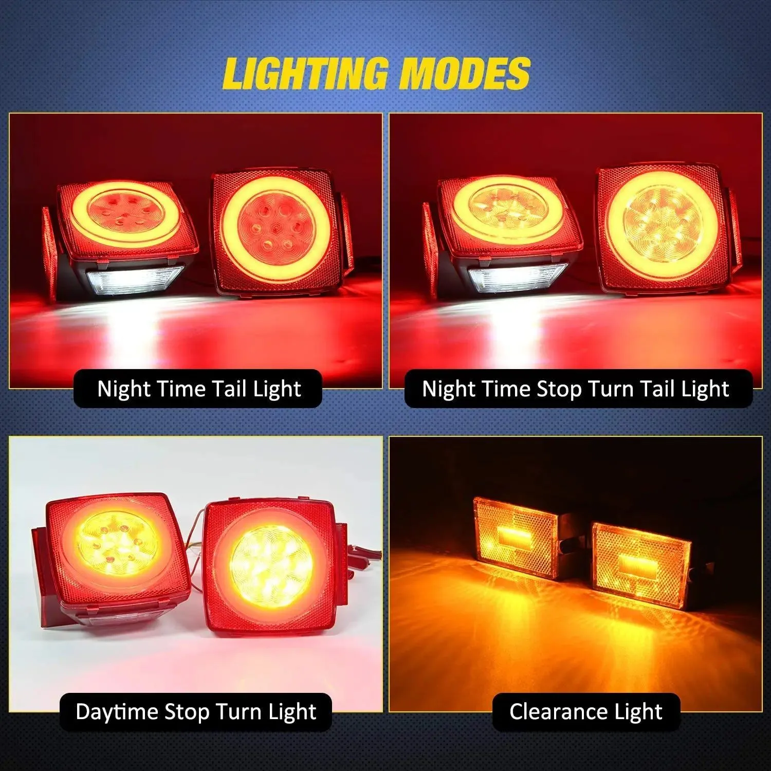 Square LED Trailer Light Kit (Pair)