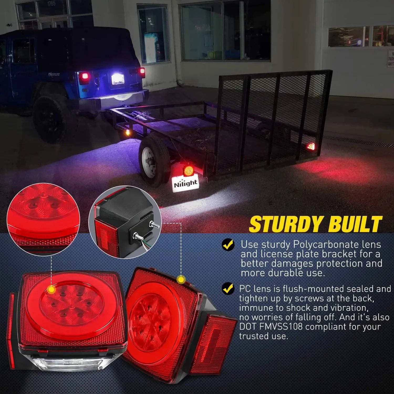 Square LED Trailer Light Kit (Pair)
