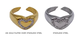 SSP1323  Heart Ring With Stone CHOOSE COLOR BELOW