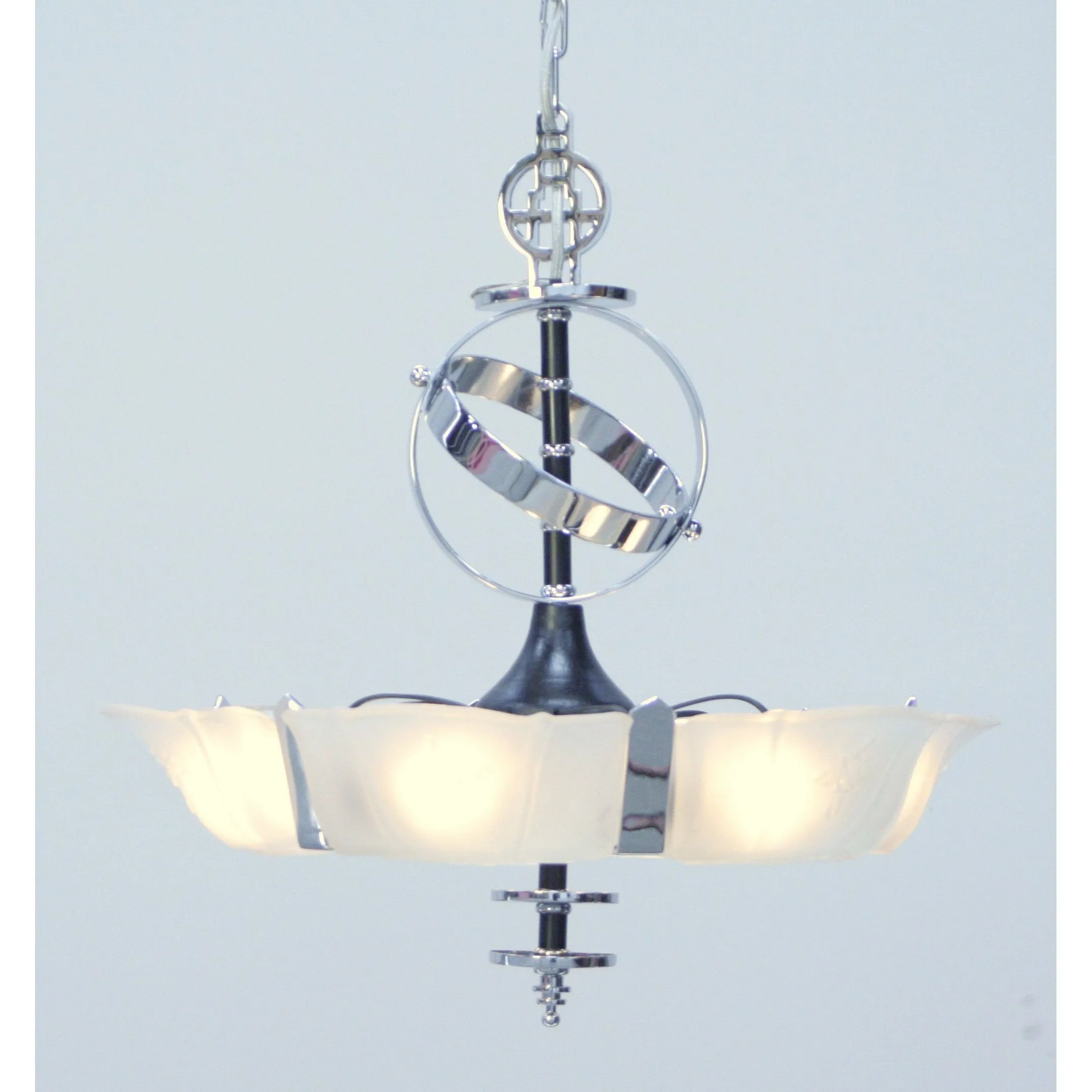 Streamline Chrome Slip Shade Art Deco Chandelier by MEP #2102