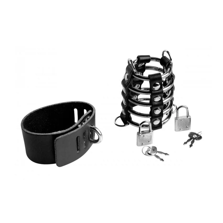 Strict 5 Ring Chastity Device With Cock And Ball Strap