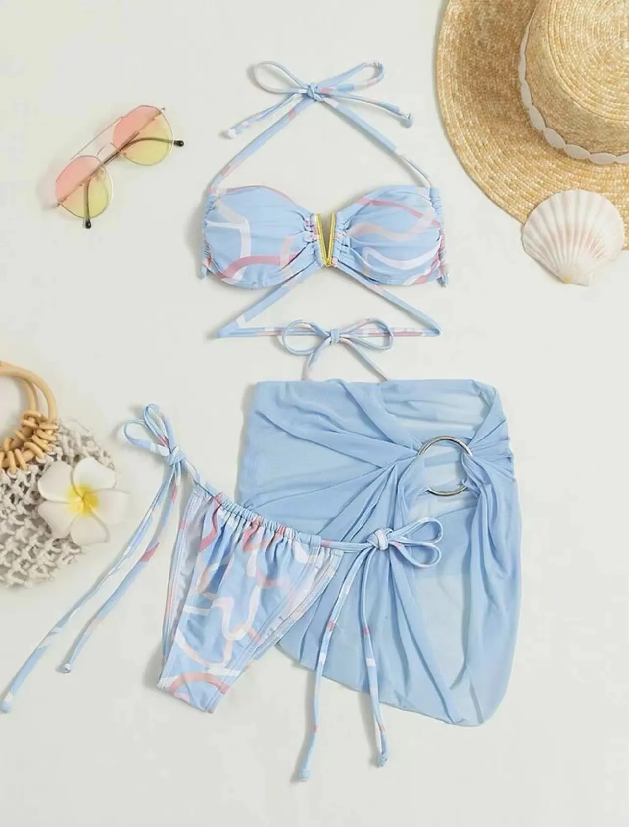 Summer Heat Brazilian Bikini Suits with Matching Skirt