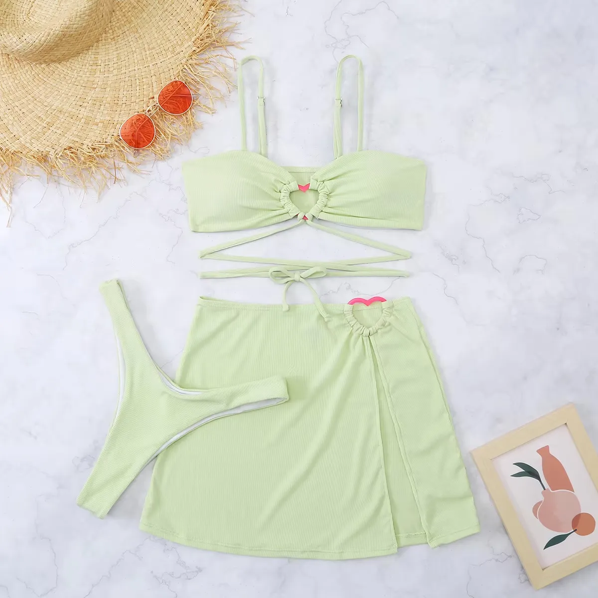 Summer Heat Brazilian Bikini Suits with Matching Skirt