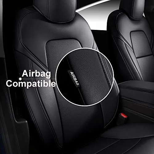 Tesla Model 3 & Y Black Front Two Synthetic Leather Seat Covers