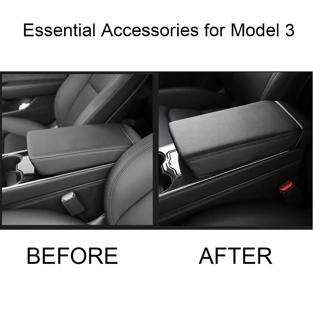 Tesla Model 3 & Y Leather Center Console Armrest Cover