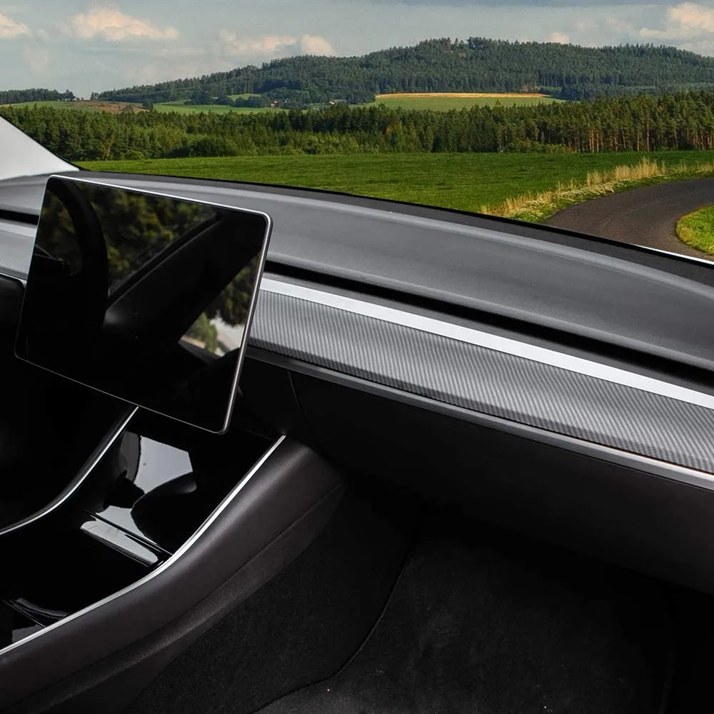Tesla Model 3 & Y Matte Carbon Fiber Dashboard Cap