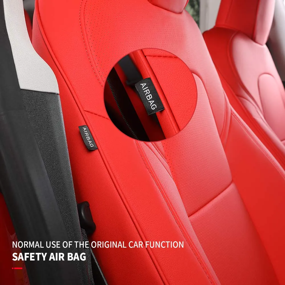 Tesla Model 3 Red Leather Seat Covers