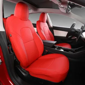 Tesla Model 3 Red Leather Seat Covers