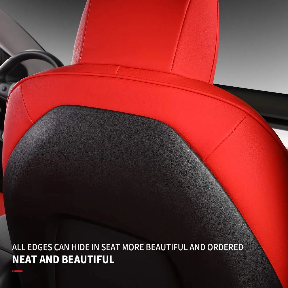 Tesla Model 3 Red Leather Seat Covers