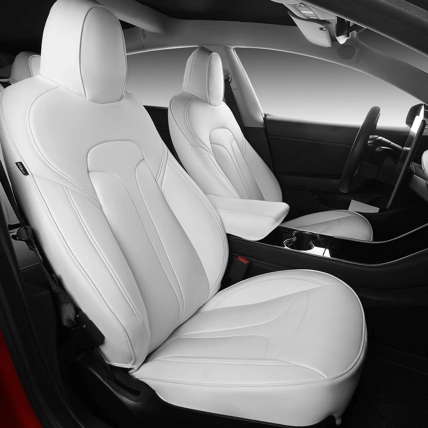 Tesla Model 3 Red Leather Seat Covers