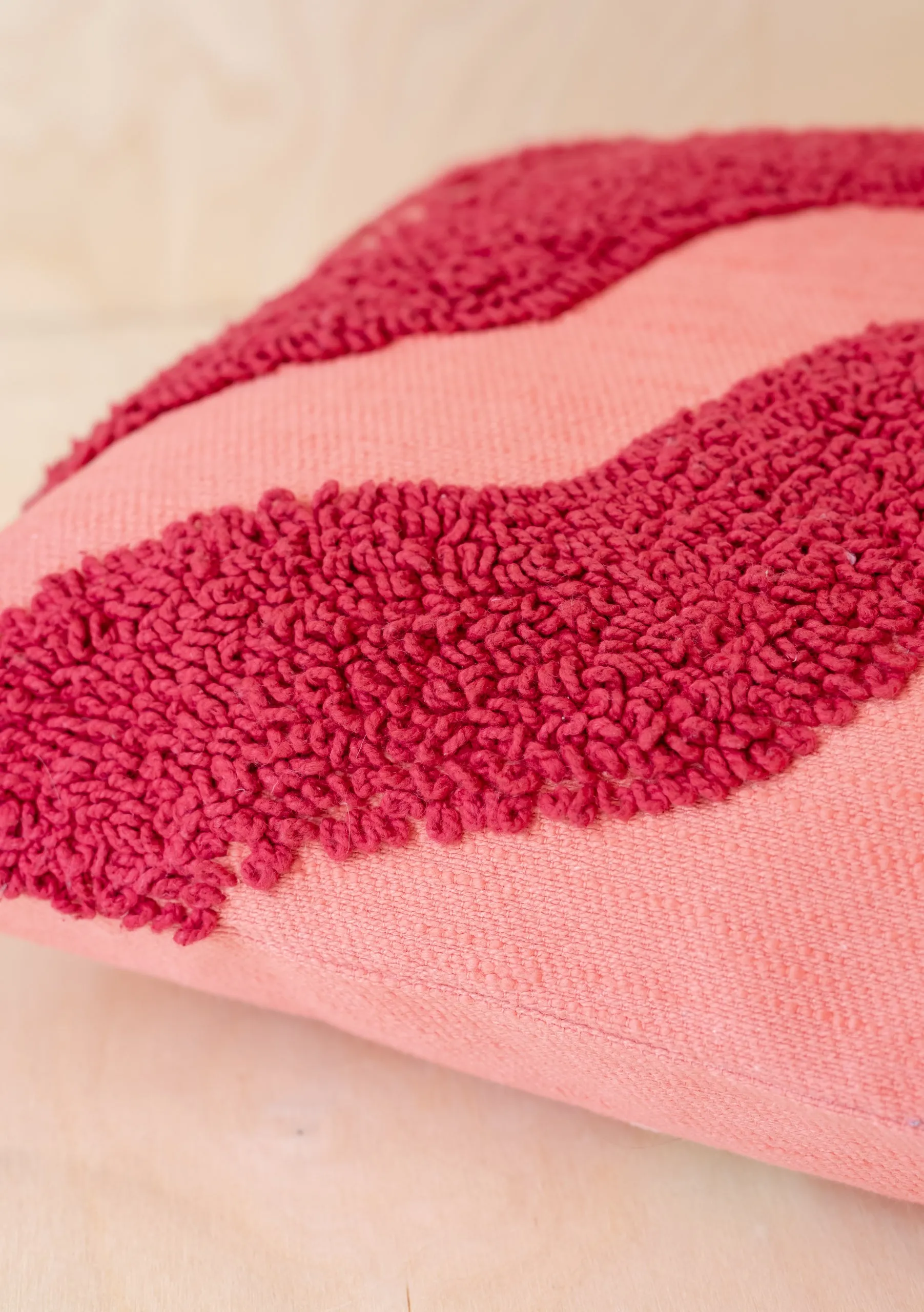 Textured Magenta Wave Cotton Cushion Cover