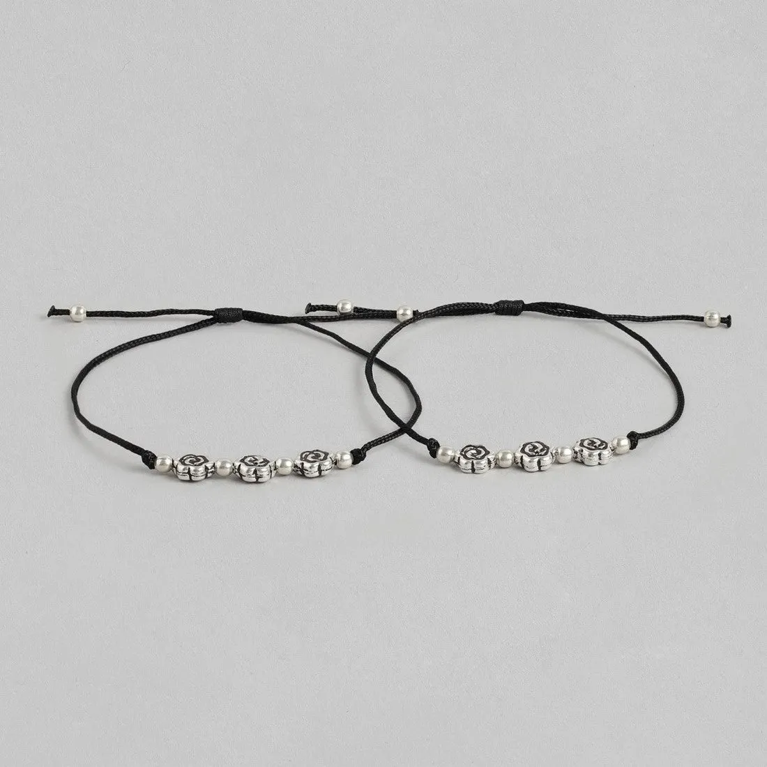 Trio Flower 925 Sterling Silver Thread Anklet
