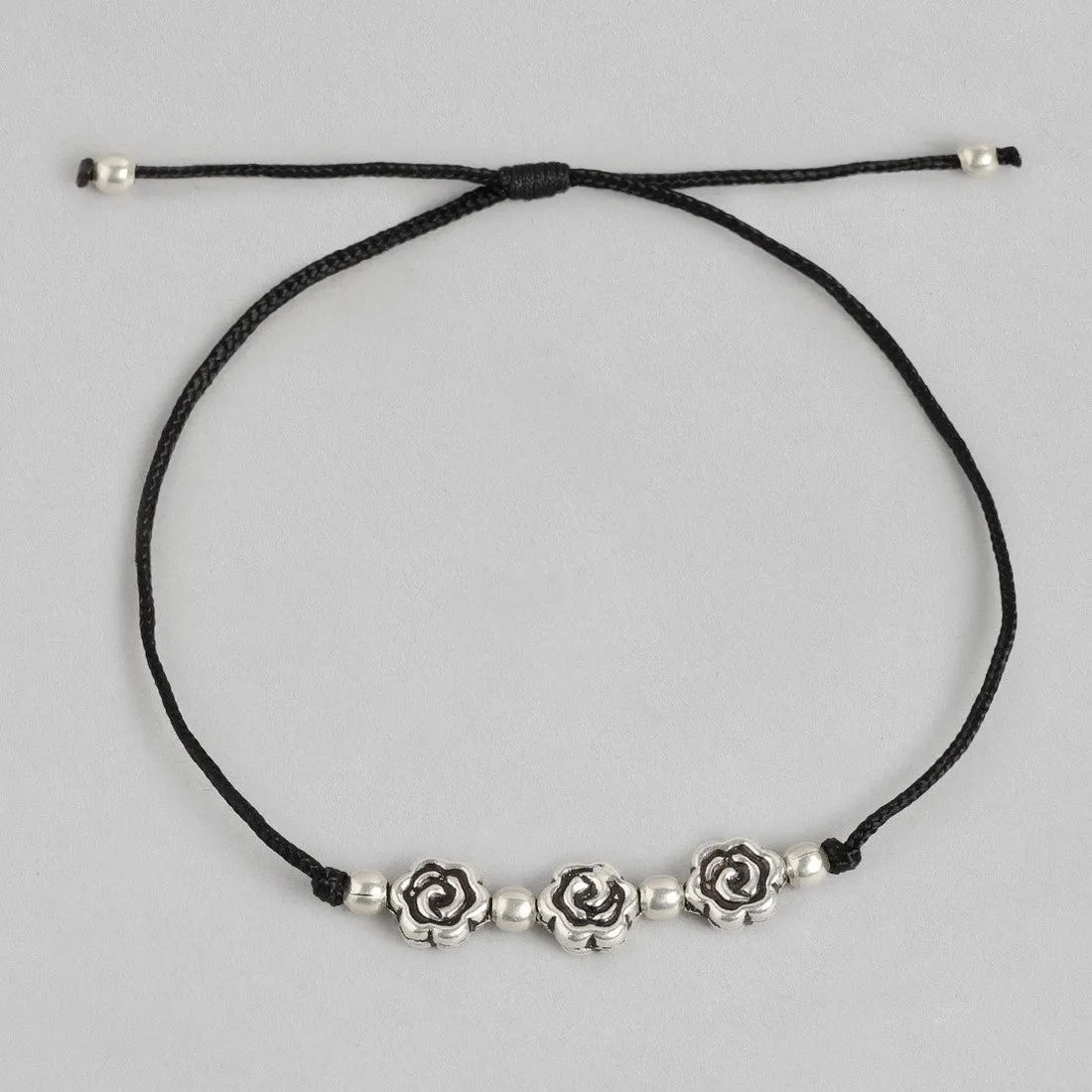 Trio Flower 925 Sterling Silver Thread Anklet