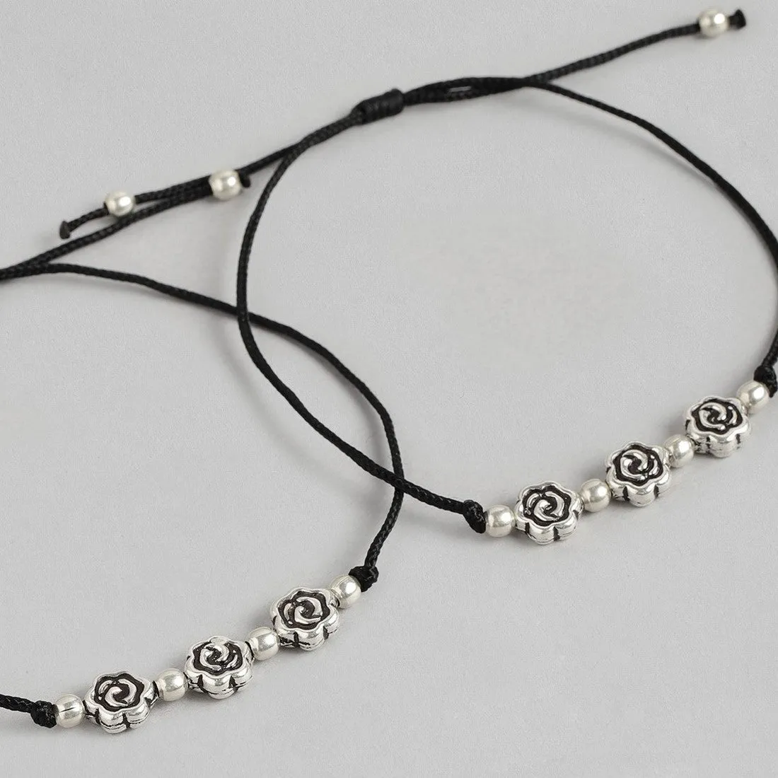 Trio Flower 925 Sterling Silver Thread Anklet
