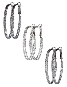 Trio Oval Clutchless 2 Row Textured Hoop