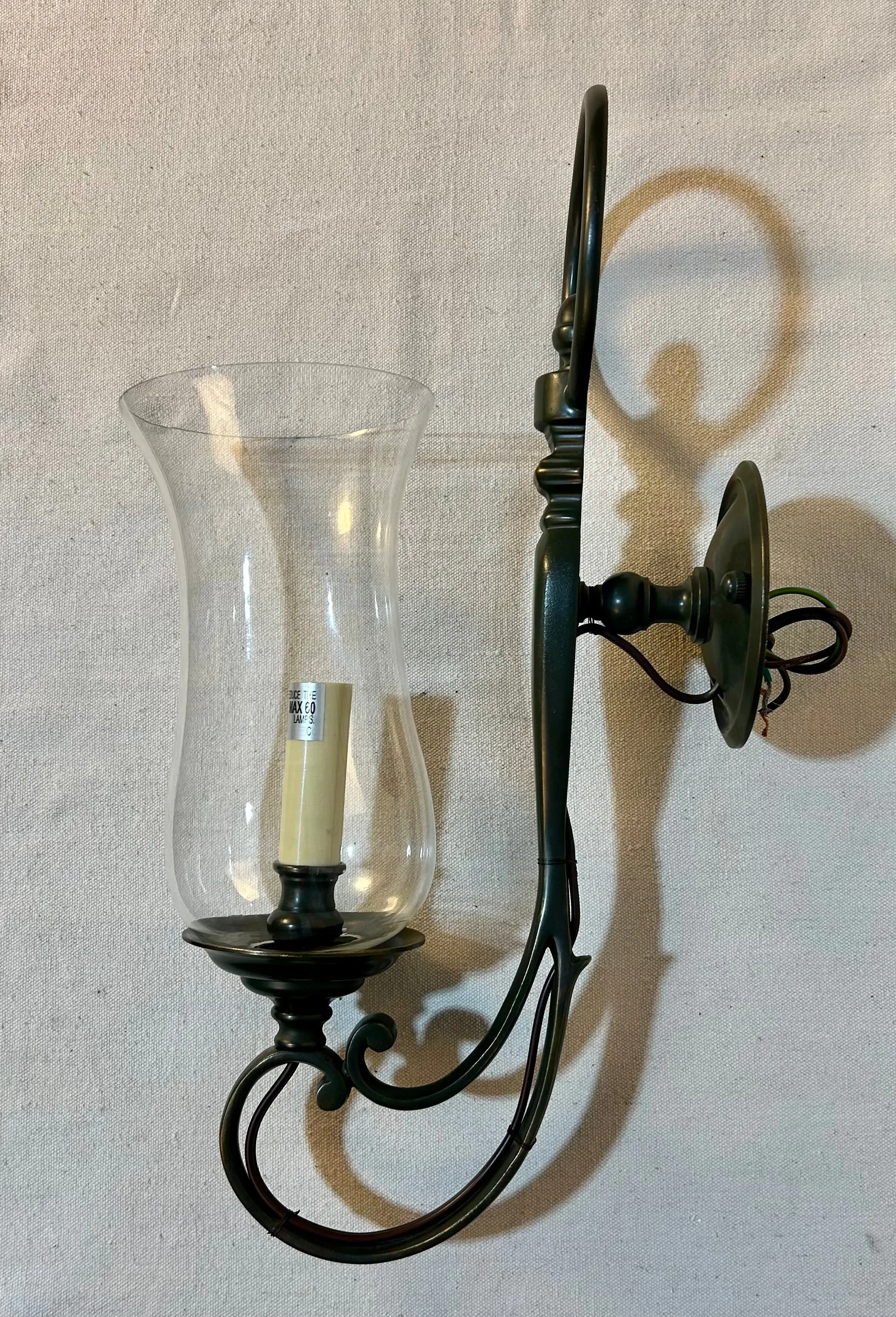 Visual Comfort (BZ) Wall Sconce, Verdigris Finish, Hurricane Shade