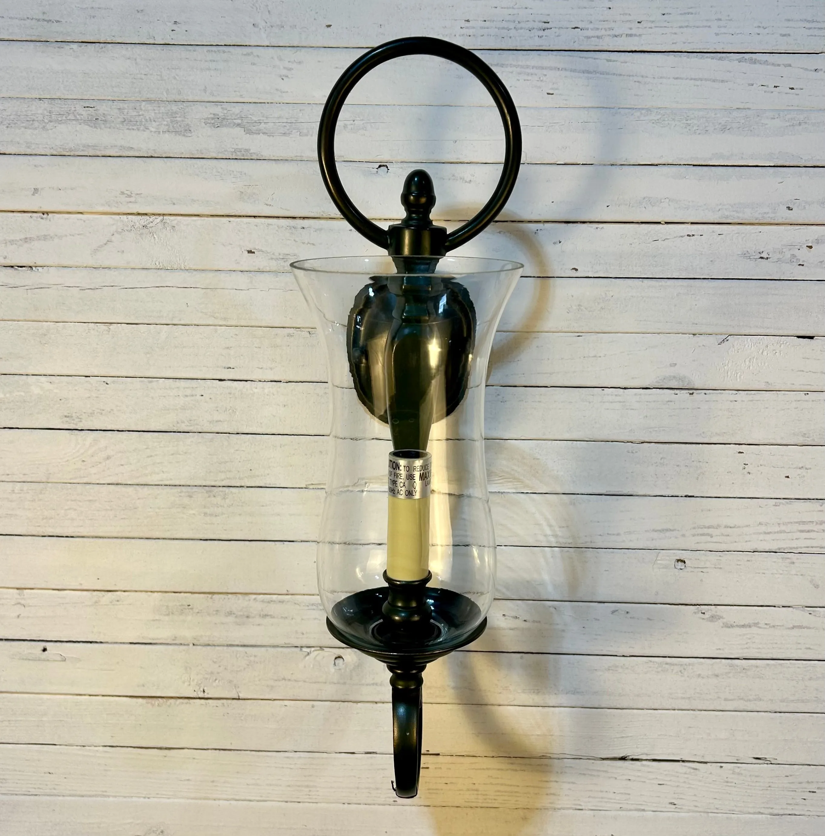 Visual Comfort (BZ) Wall Sconce, Verdigris Finish, Hurricane Shade