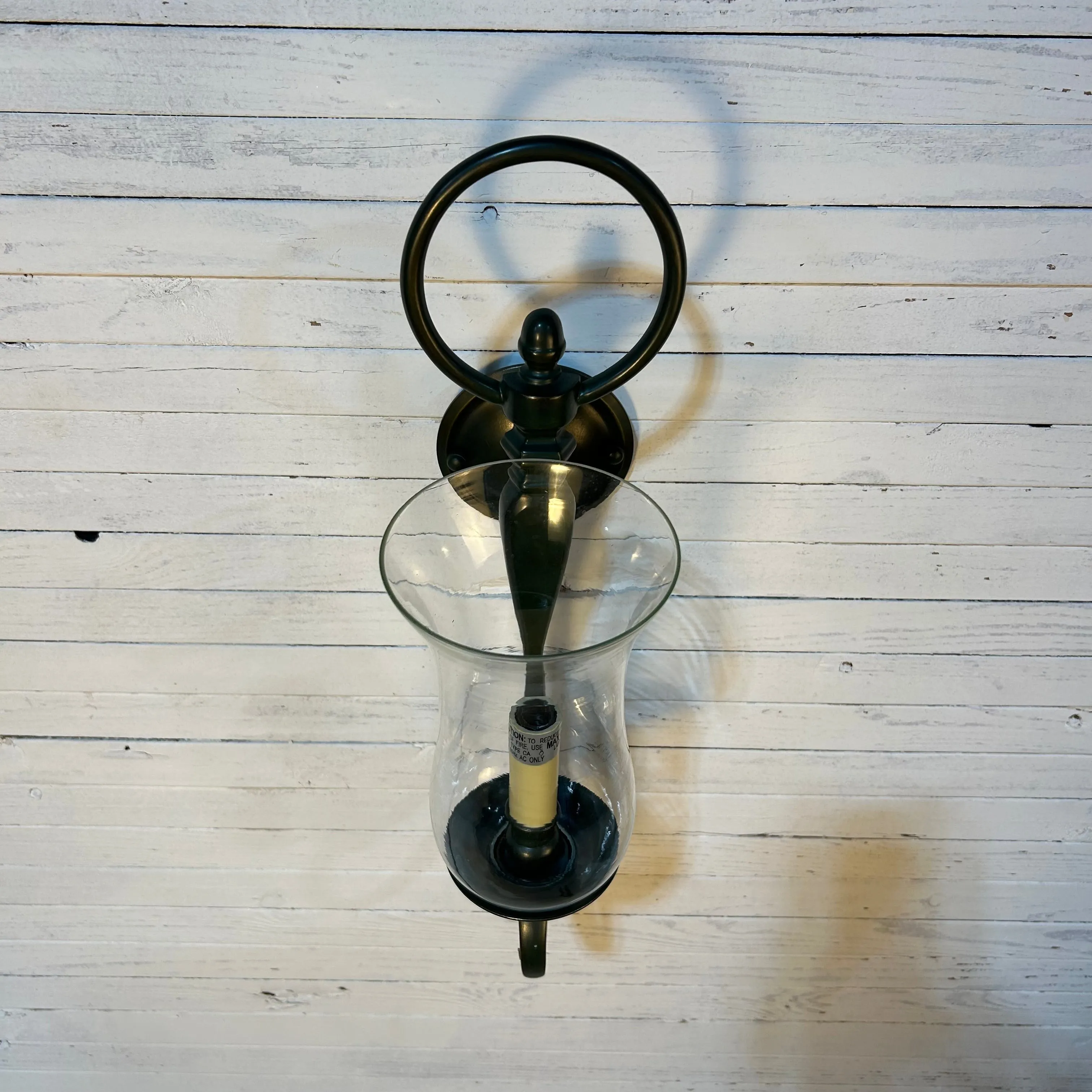 Visual Comfort (BZ) Wall Sconce, Verdigris Finish, Hurricane Shade