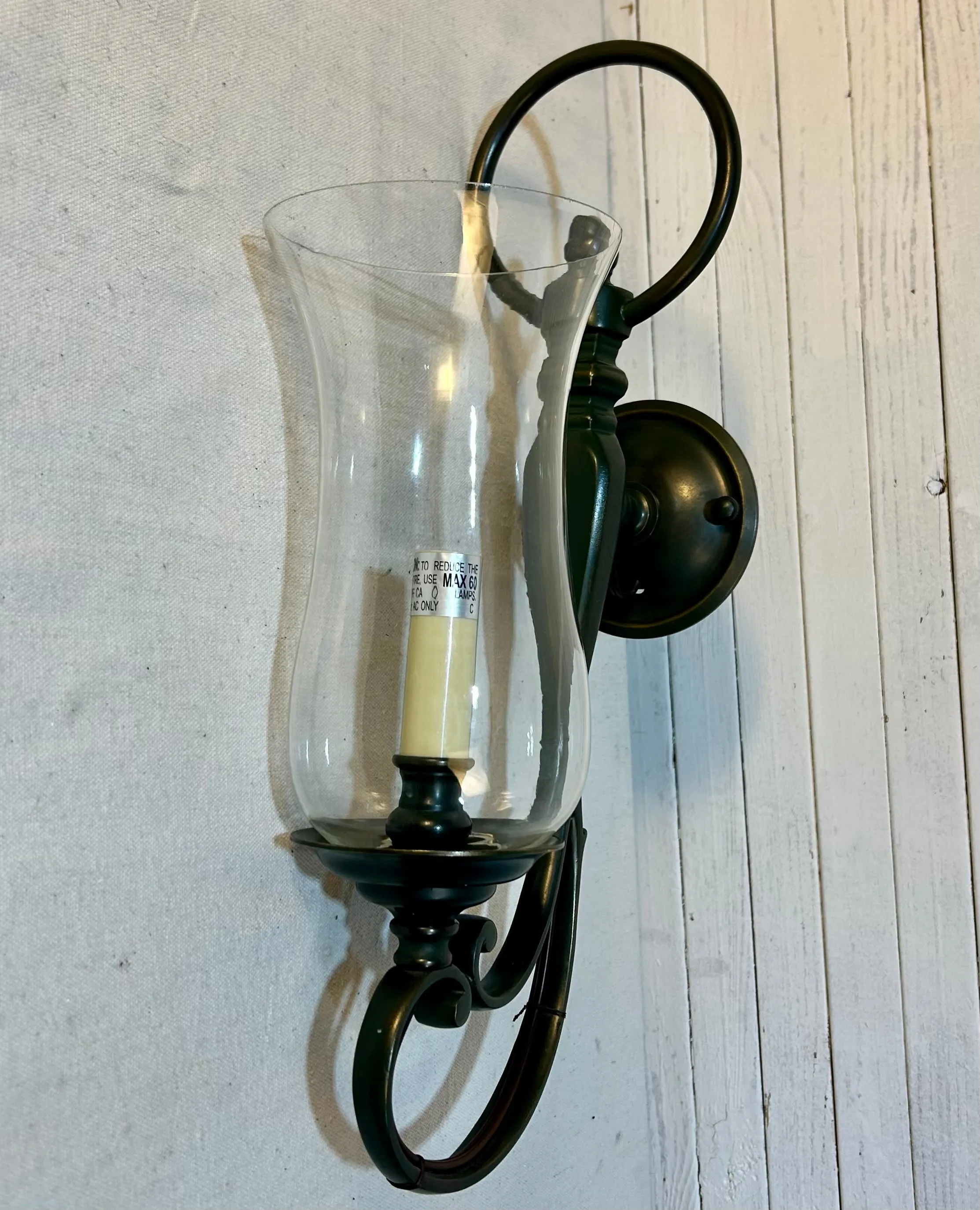 Visual Comfort (BZ) Wall Sconce, Verdigris Finish, Hurricane Shade