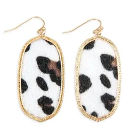 White Leopard Print Drop Earrings