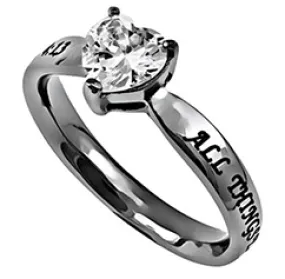 Women's All Things Through Christ CZ Heart Ring
