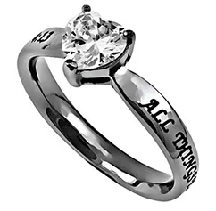 Women's All Things Through Christ CZ Heart Ring