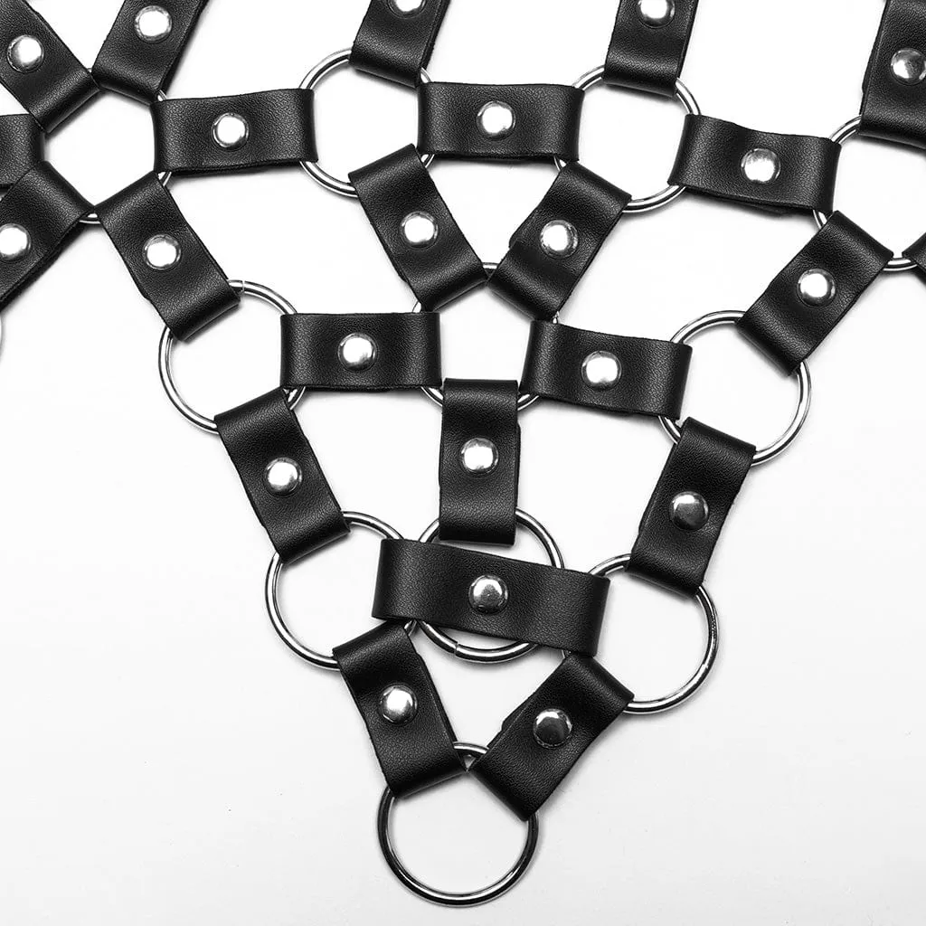 Women's Punk Cutout Ring Faux Leather Crop Top