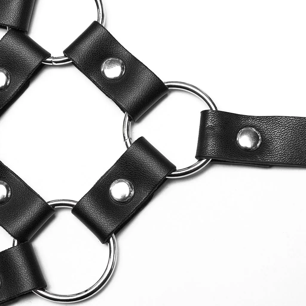 Women's Punk Cutout Ring Faux Leather Crop Top